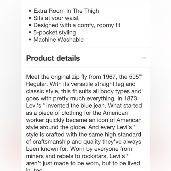 Levi's® Men's 505™ Regular Fit Straight
Jeans - Tan 31x30 - Picture 5 of 6